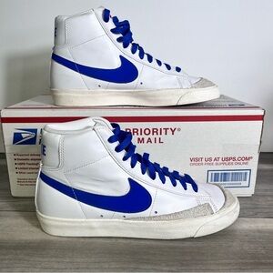 Nike Blazer Mid ‘77 Shoes Sneakers Womens 7 White Blue Casual Cool Hip Comfy